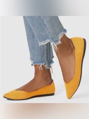 Rothy’s The Point Flats RETIRED Marigold Yellow Classic Women’s Size 6.5 Ballet